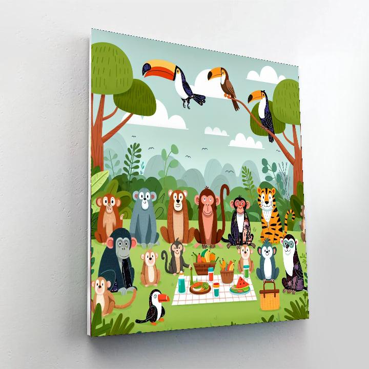 Joyful Jungle Picnic Painting By Numbers Kit