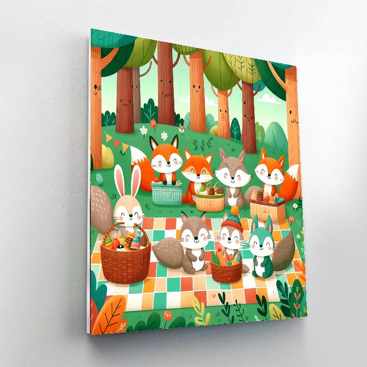 Friendly Forest Animal Picnic Number Painting