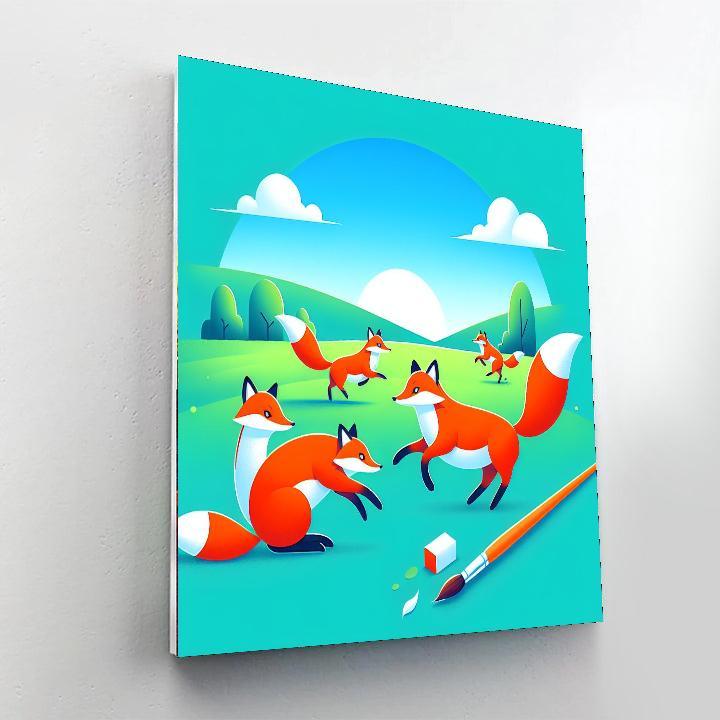 Radiant Red Fox Frolic Number Painting