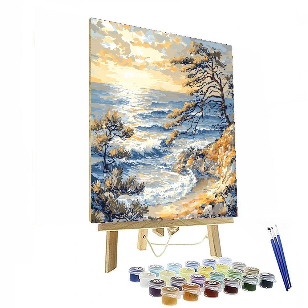 Utagawa Hiroshige Inspired Whispering Pines And Tranquil Sea  Number Painting