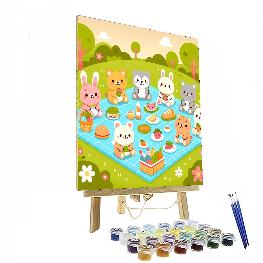 Adorable Animal Picnic Paint By Numbers Art