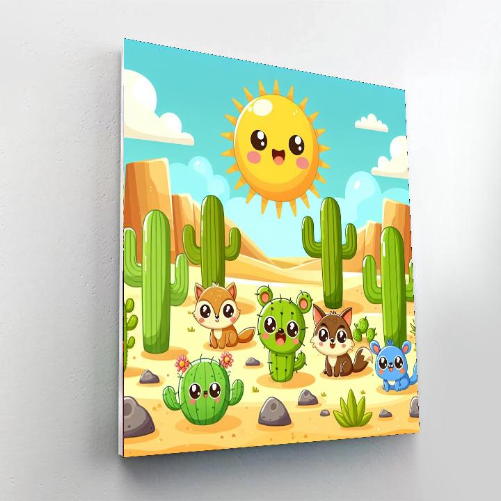 Charming Cactus Country Paint By Numbers Art