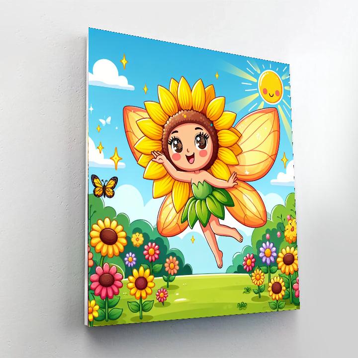 Bright Sunflower Fairy Painting By Numbers Kit