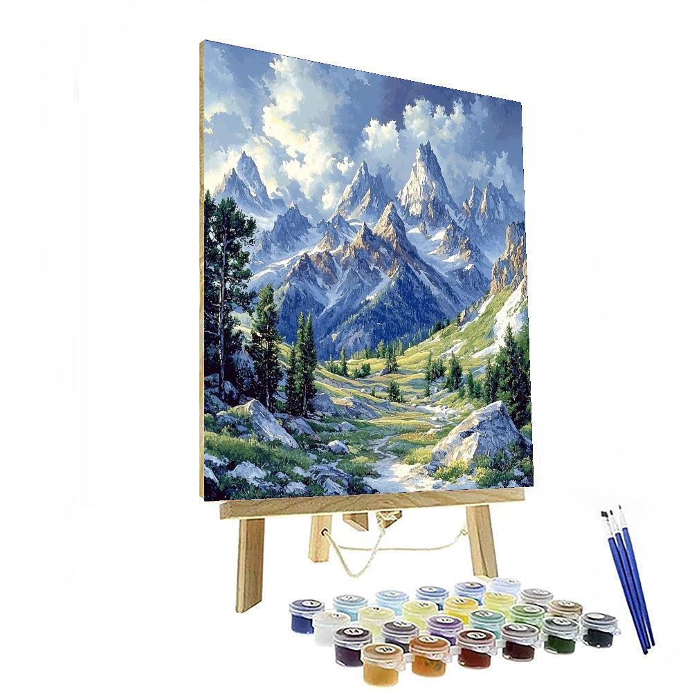 Georges Seurat Inspired Mountain's Echo  Number Painting