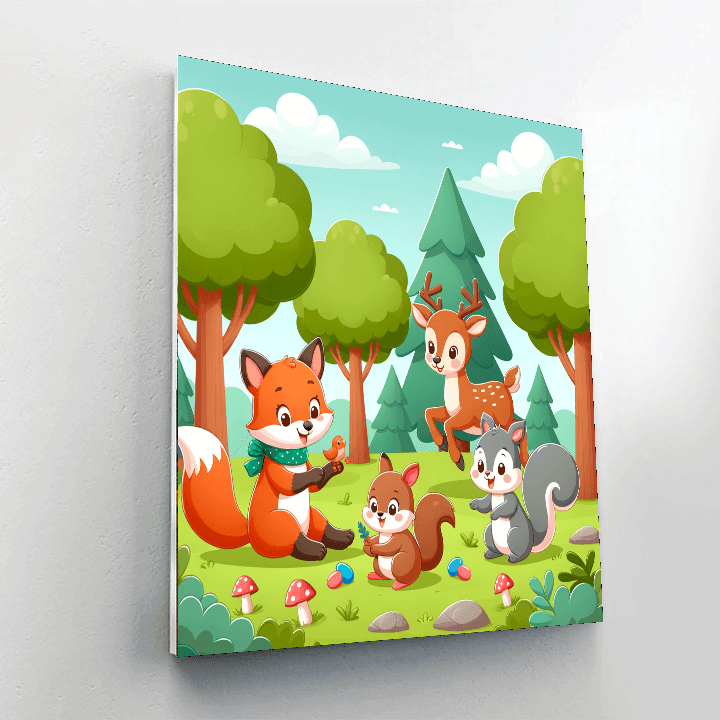 Happy Little Woodland Creatures DIY Paint By Numbers