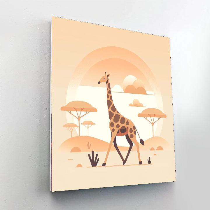 Giraffe's Gentle Journey Paint By Numbers Art