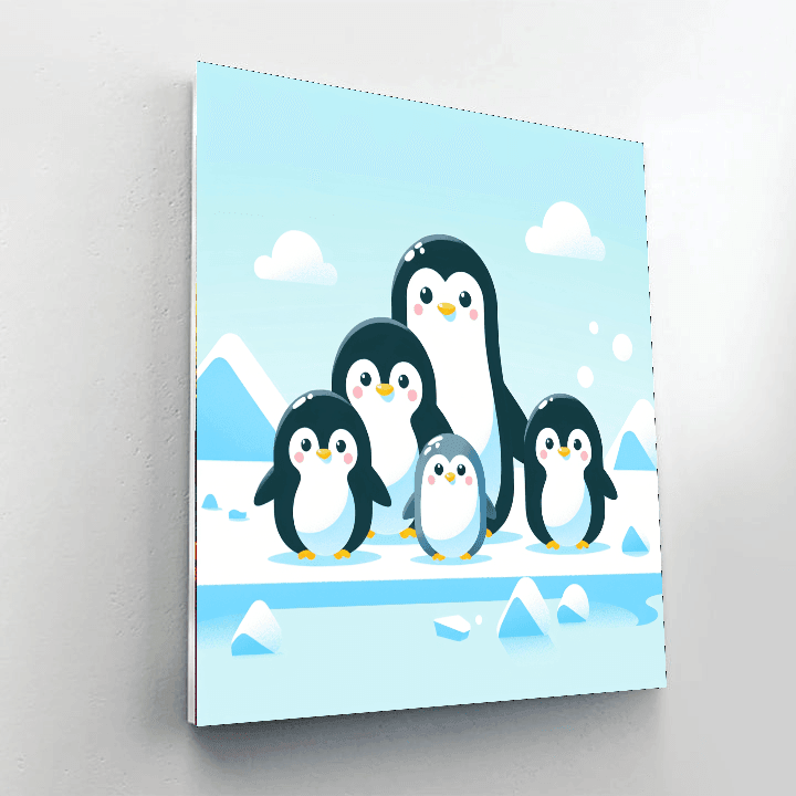 Friendly Penguin Family Paint By Numbers Art