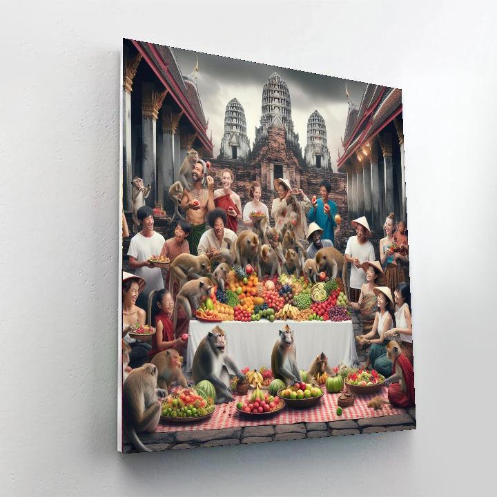 Lopburi Monkey Banquet Festival - Thailand Paint By Numbers Art