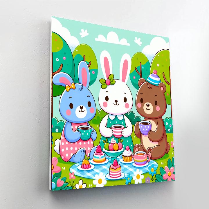 Joyful Animal Tea Party Numbered Painting Kits