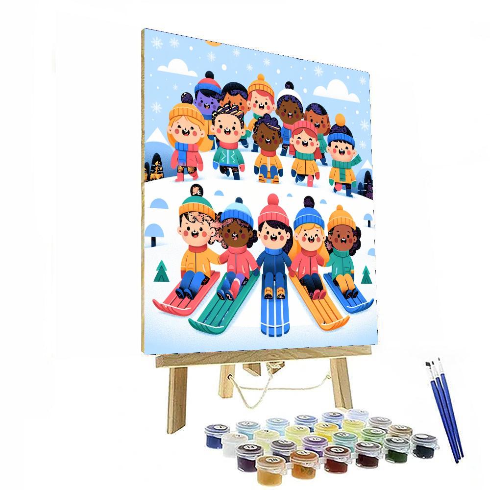 Snowy Sledding Numbered Painting Kits