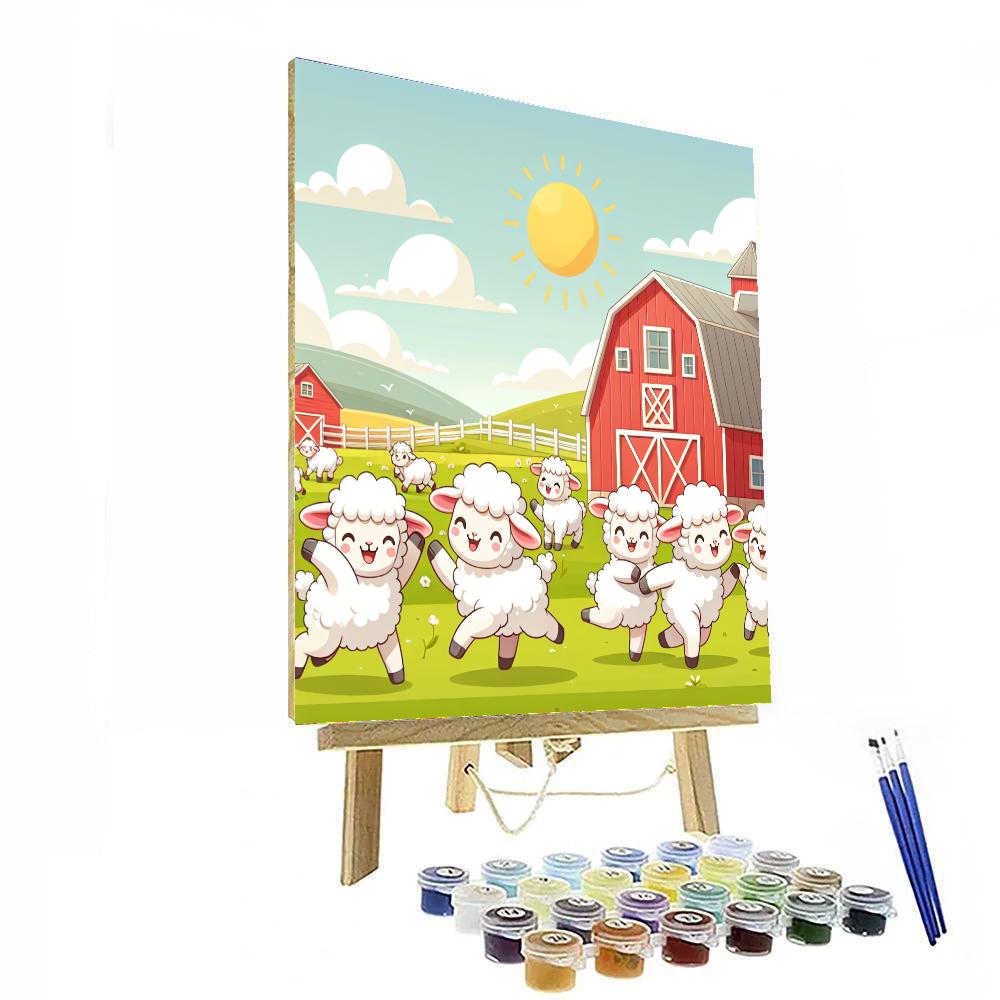Friendly Farmyard Fun With Frolicking Lambs Paint By Numbers Kits