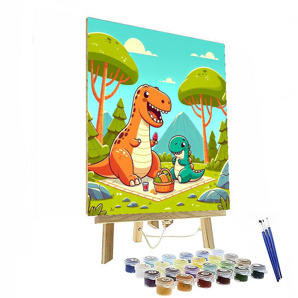 Funny Dino Family Painting By Numbers Kit