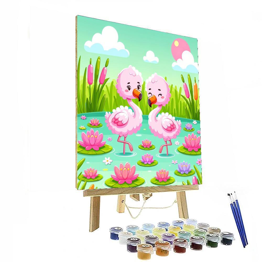 Fluffy Flamingos Paint By Numbers Art
