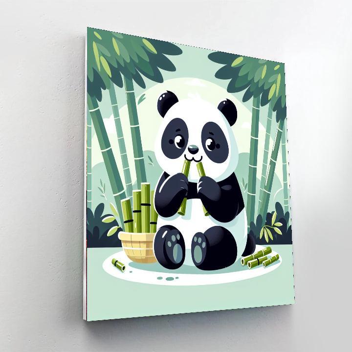 Cuddly Panda's Bamboo Feast Painting Number Kit