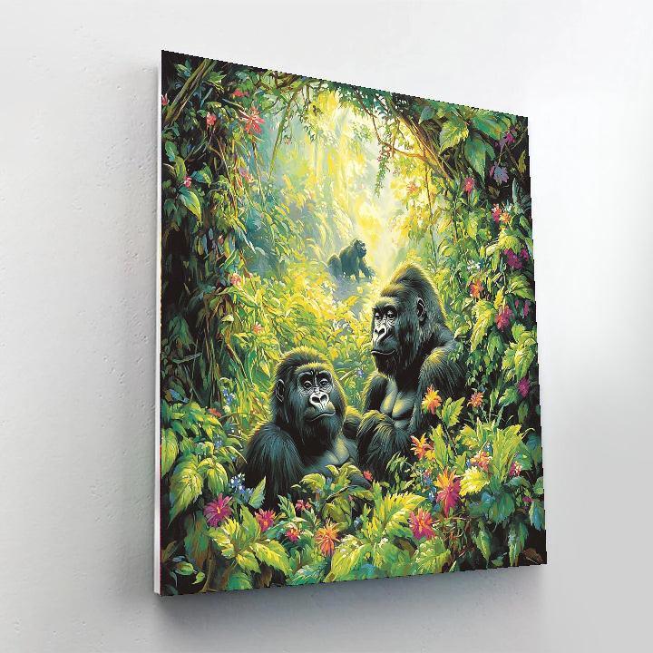 Gorilla Trekking In Rwanda Painting Number Kit