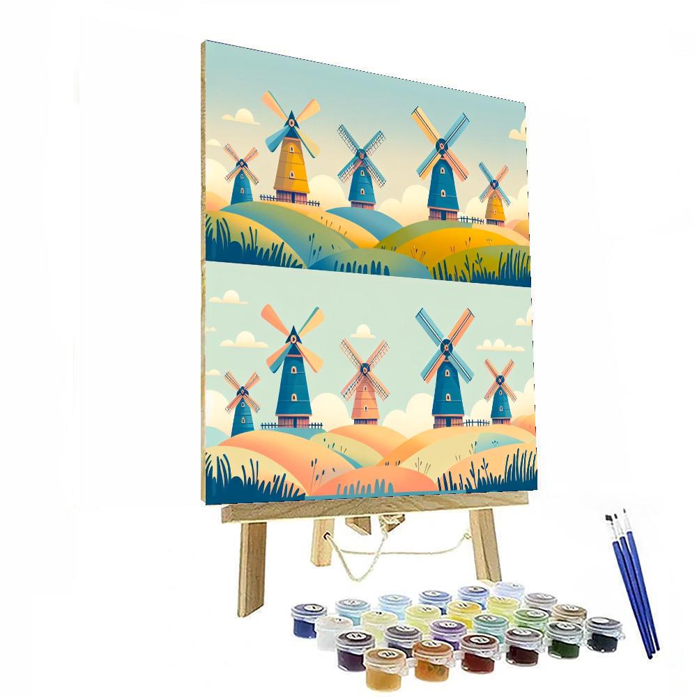 Whimsical Windmill Wonders Painting Number Kit