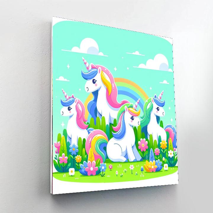 Rainbow Unicorn Meadows Painting By Numbers Kit