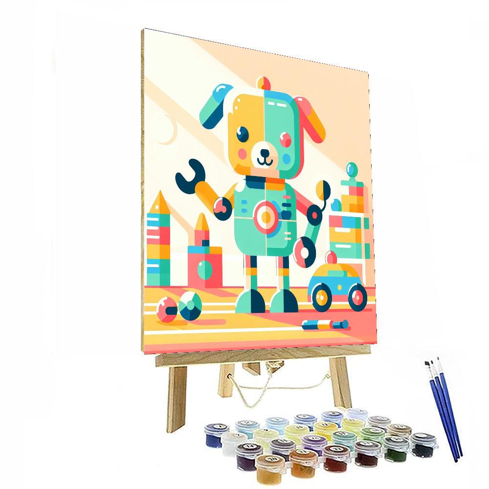 Funny Robot Dog Paint By Numbers Art