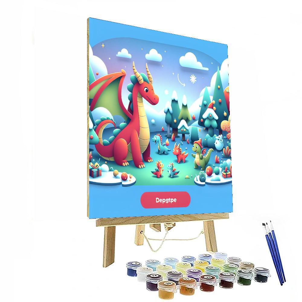 Friendly Dragon Land Paint By Numbers Art