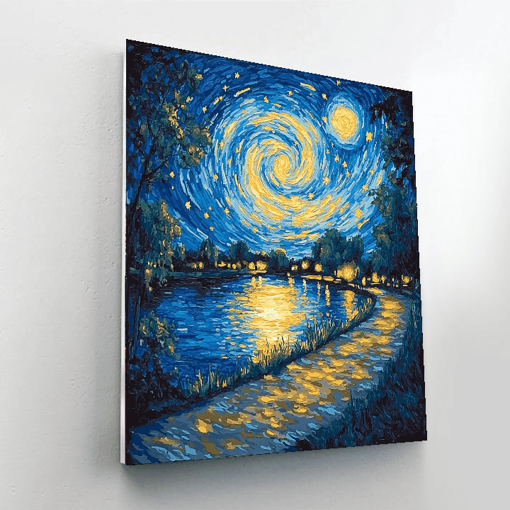 Vincent Van Gogh Inspired Van Gogh's Starry Riverbank  Painting By Numbers Kit