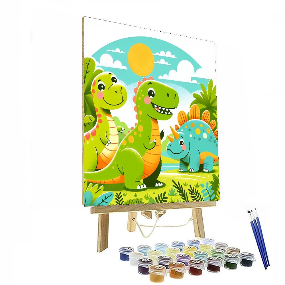 Curious Dino Friends Numbered Painting Kits