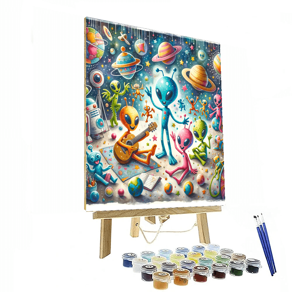 Funky Space Aliens Paint By Color