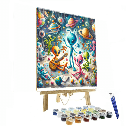 Funky Space Aliens Paint By Color