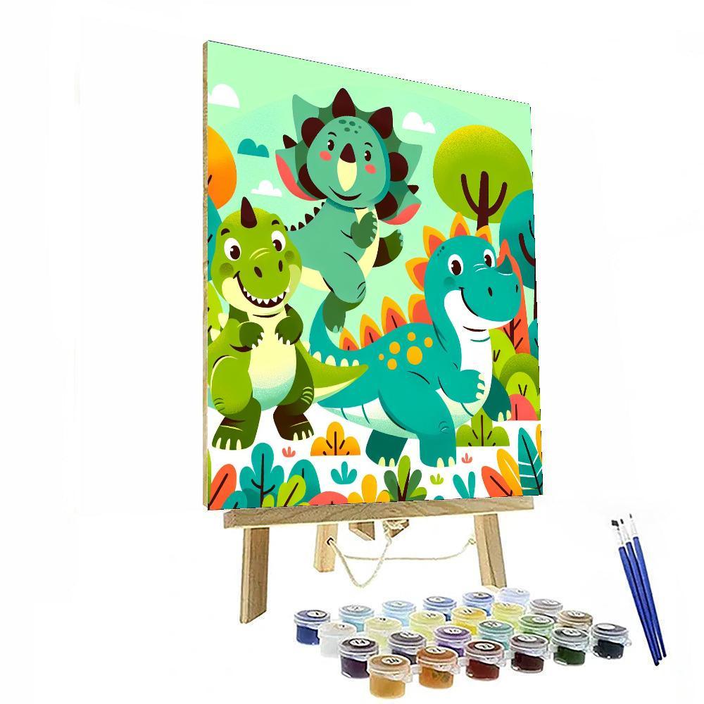 Funky Dinosaur Friends DIY Paint By Numbers