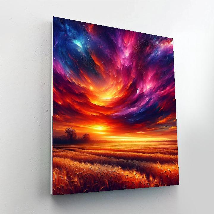 Radiant Sunset Over Fields Numbered Painting Kits