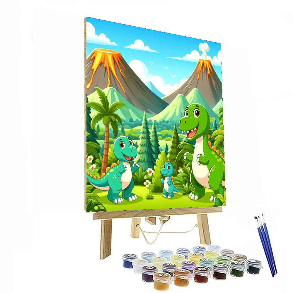 Dino Family Adventure Paint By Numbers Art