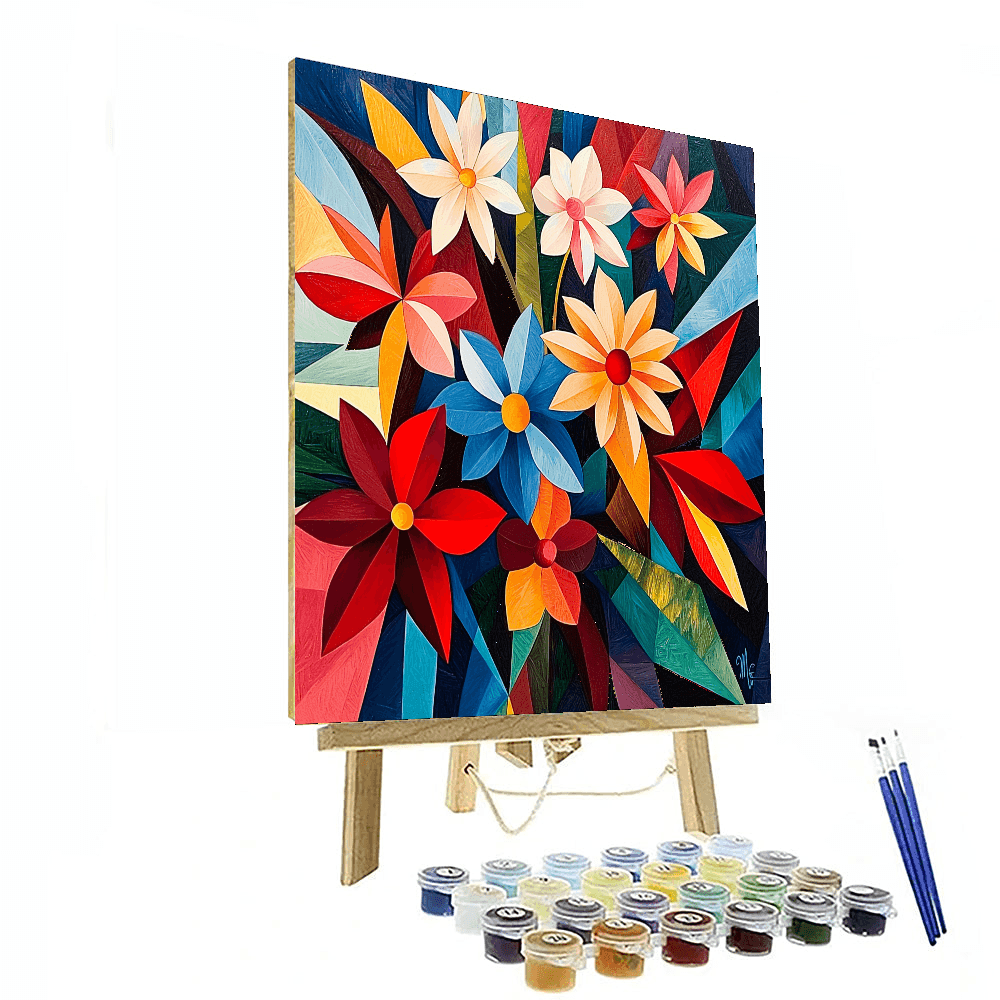 Pablo Picasso Inspired Cubist Floral Arrangement  Paint By Number
