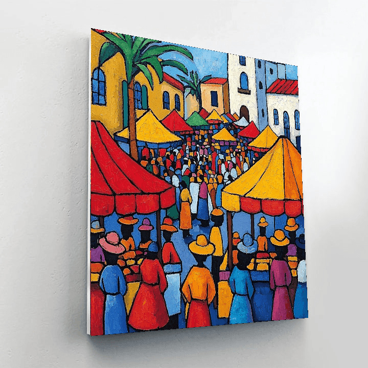 Jean Metzinger Inspired Vibrant Market Day  DIY Paint By Numbers