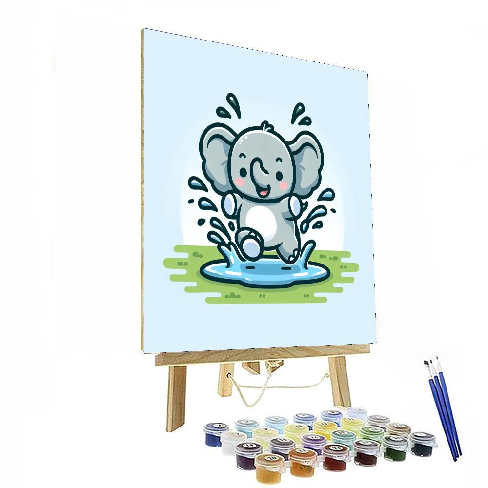 Playful Baby Elephant Paint By Numbers Art