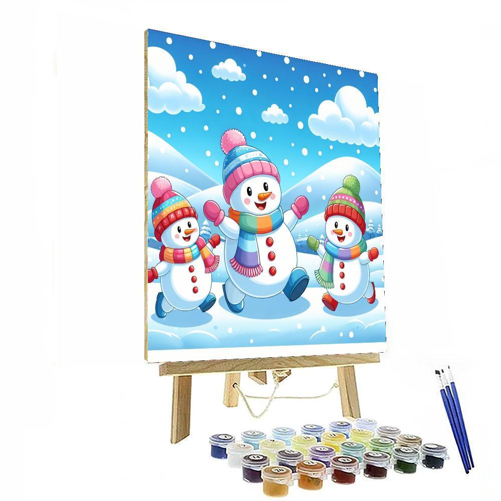 Happy Snowman Family Paint By Numbers