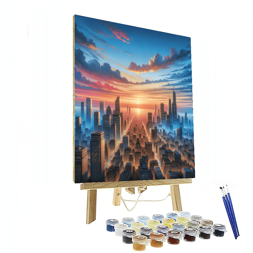 Rooftop Cityscape Number Painting