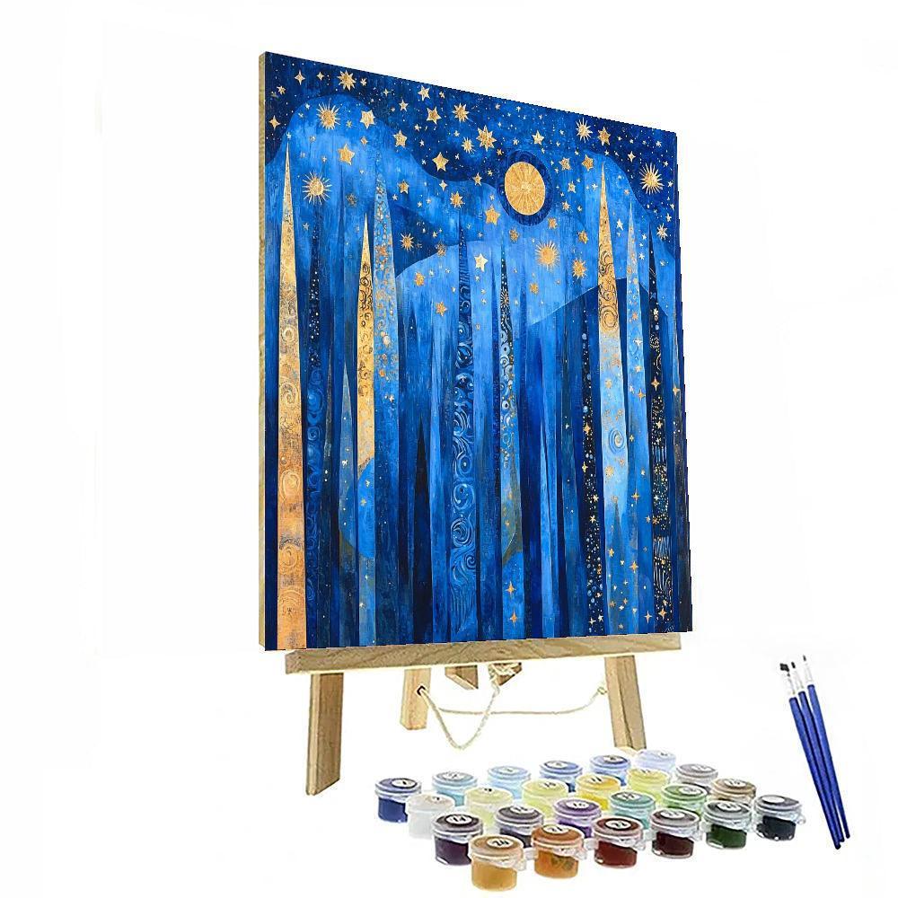 Gustav Klimt Inspired Starlit Patterns  Paint By Numbers Art