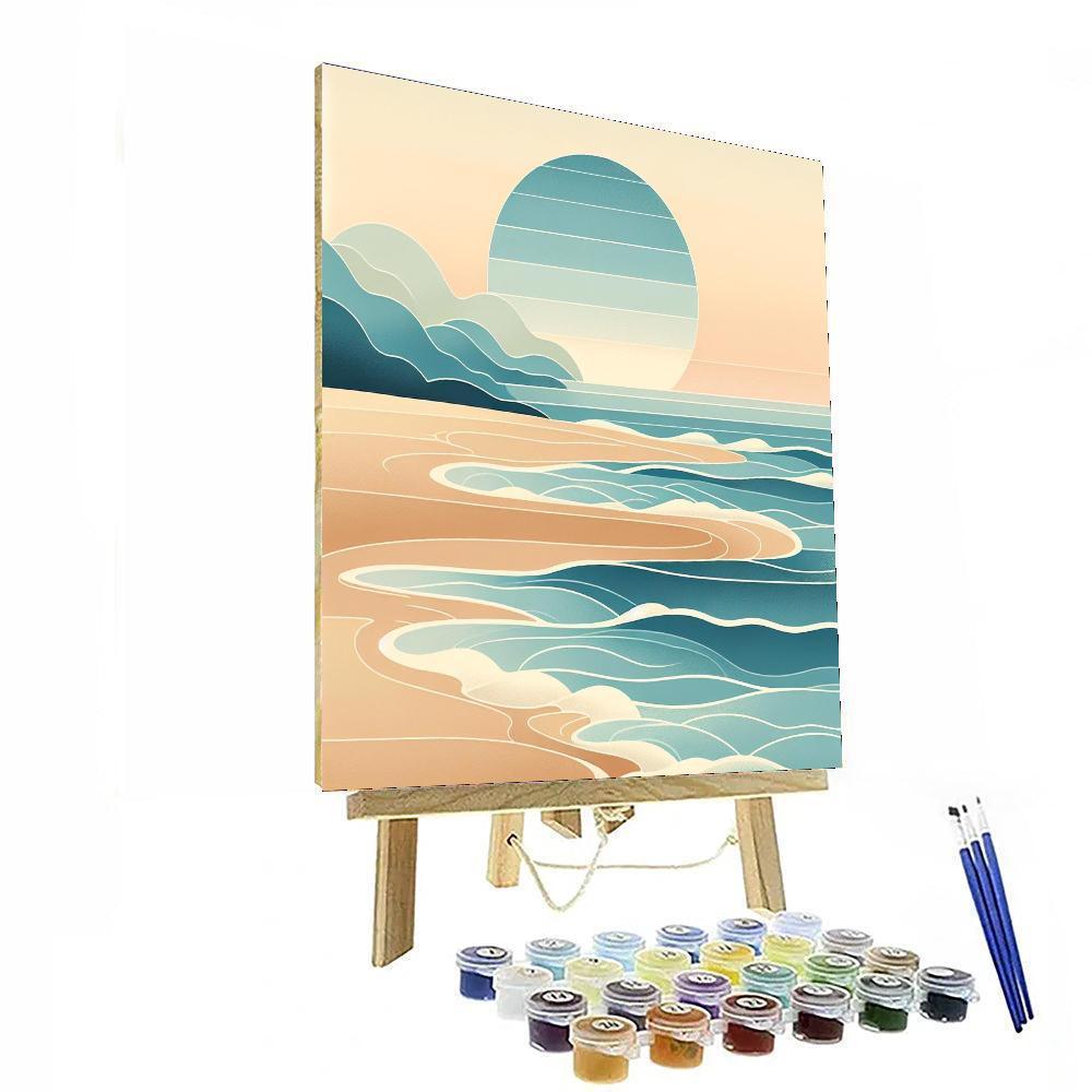 Glistening Ocean Shoreline Number Painting