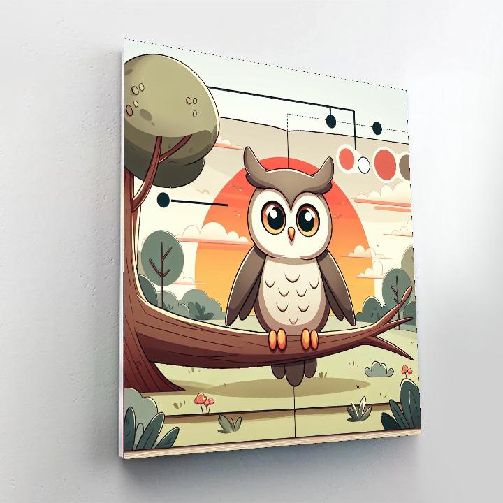 Wise Owl At Dusk Number Painting