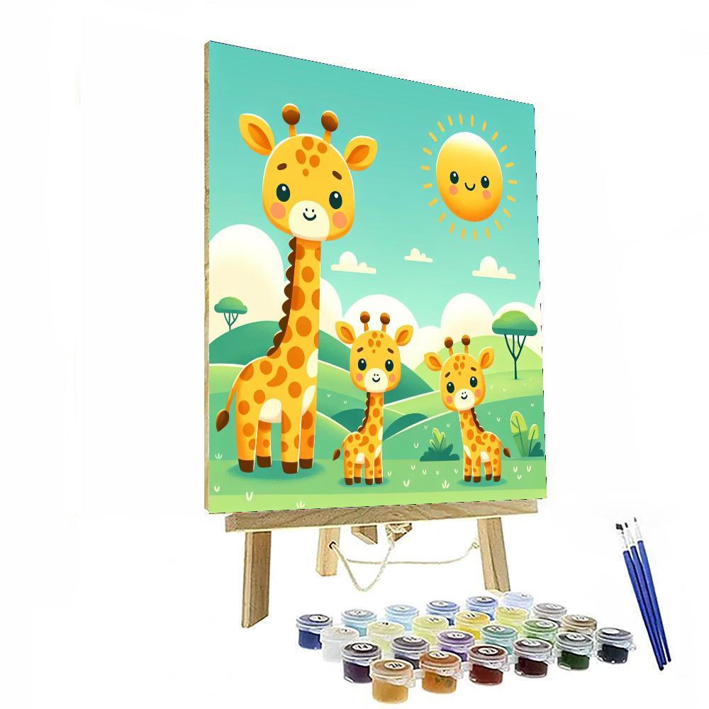 Joyful Giraffe Family DIY Paint By Numbers
