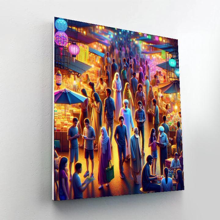 Bustling Night Market Painting By Numbers Kit