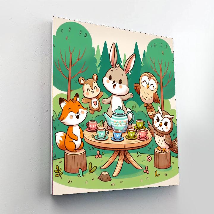 Forest Animal Tea Party DIY Paint By Numbers