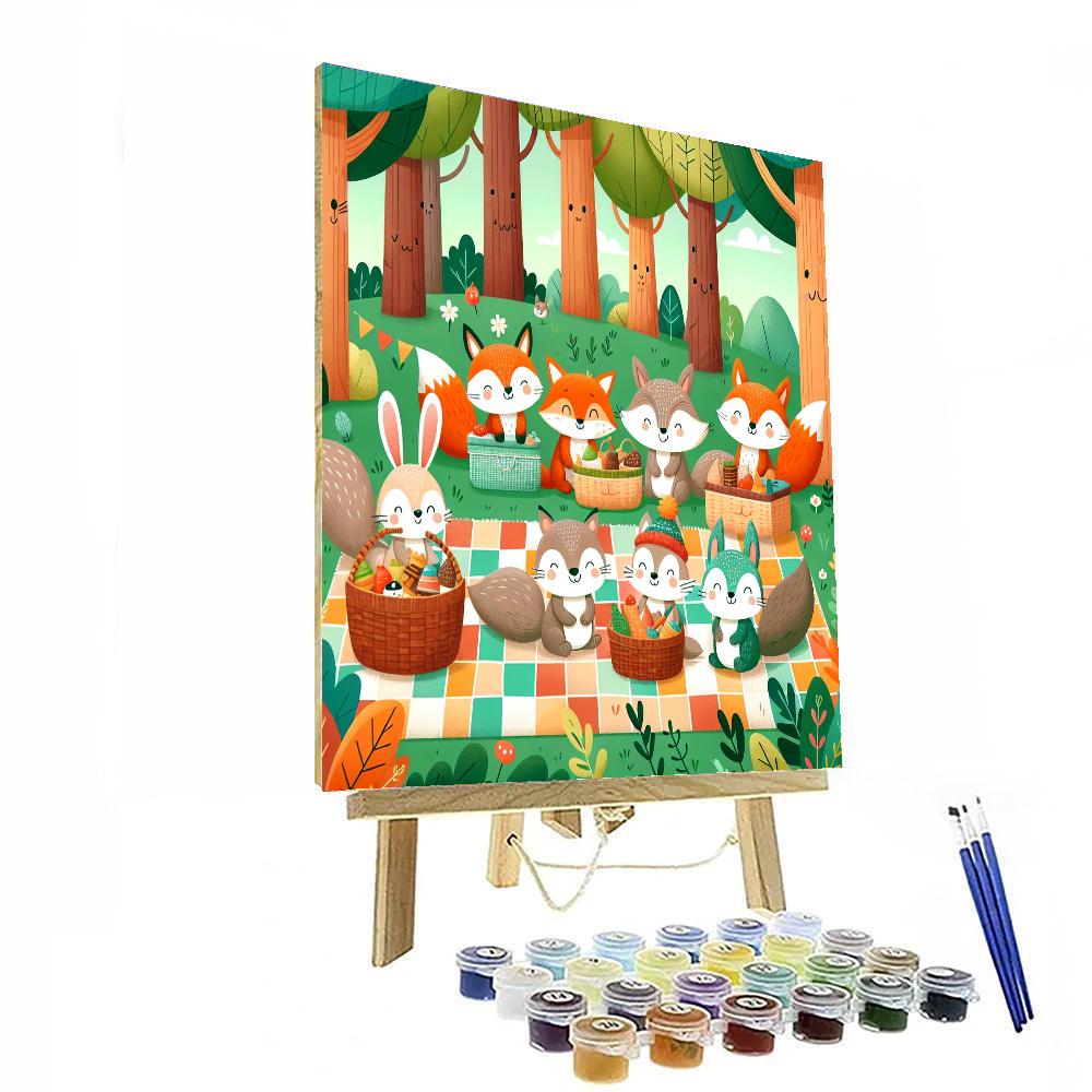 Friendly Forest Animal Picnic Number Painting