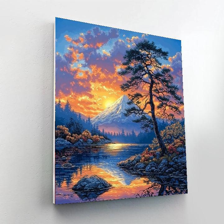 Katsushika Hokusai Inspired Hokusai's Majestic Sunset  Numbered Painting Kits