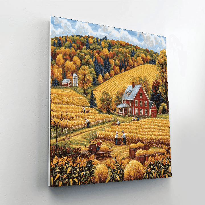 Grant Wood Inspired Rural Harvest Celebration  Paint By Numbers Art
