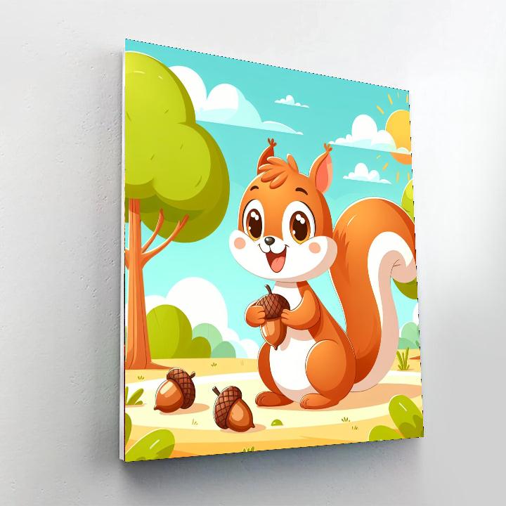 Spirited Squirrel Number Painting