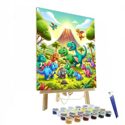 Joyful Dinosaur Adventure Number Painting