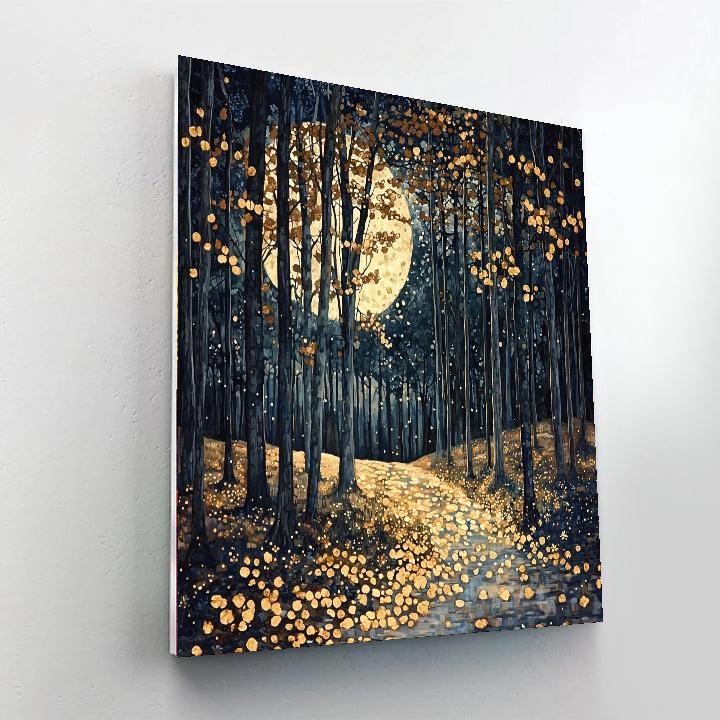 Gustav Klimt Inspired Moonlit Forest Whisper  Paint By Numbers