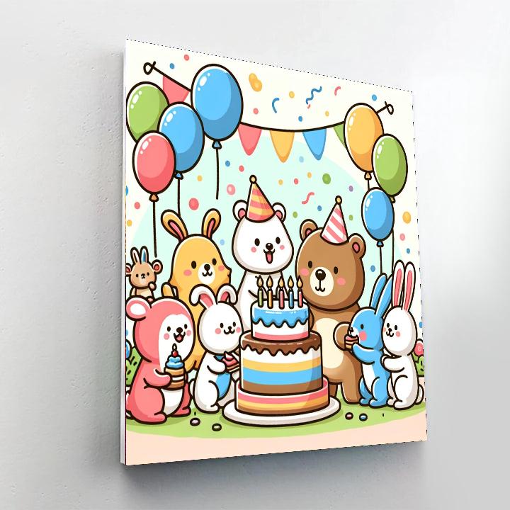 Silly Animal Birthday Bash Paint By Numbers Art