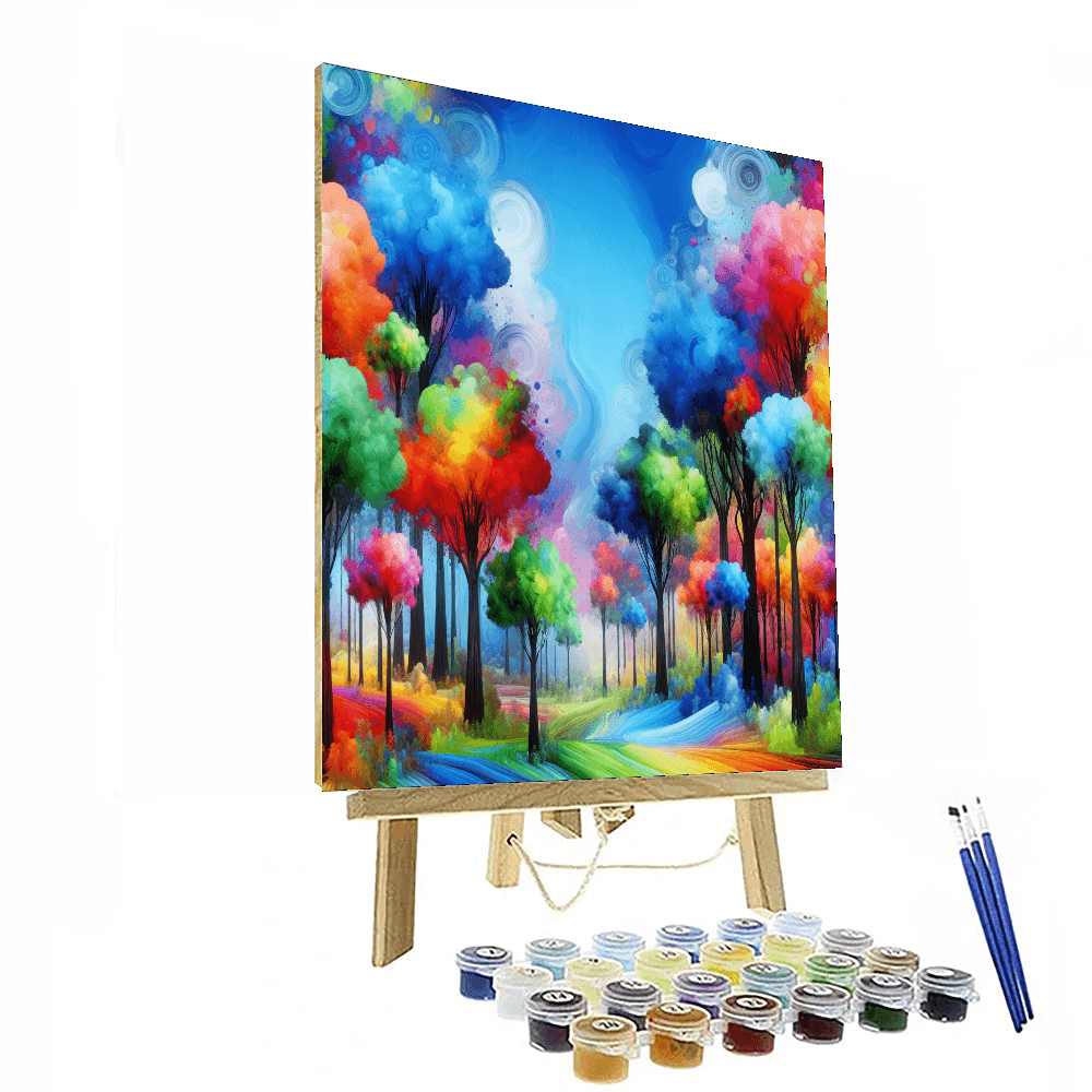 Rainbow Forest Paint By Numbers Art