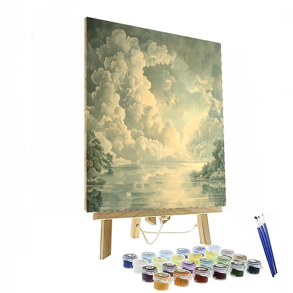 Zhao Mengfu Inspired Solitude Among Floating Clouds  Paint By Color